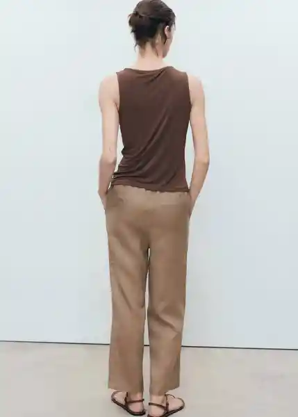 Pantalón Linen Topo Talla XS Mujer Mango