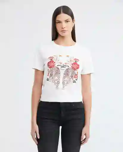 Camiseta Leopard Graphic Crudo Coxal Claro Talla M Mujer Chevignon