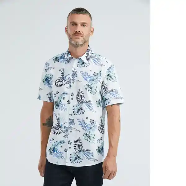 Camisa Fish Resort Shirt Manga Corta Azul Talla L Chevignon