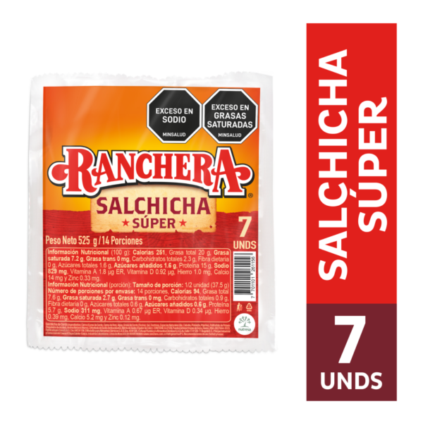 Ranchera Salchicha Súper Premium Pack x7 525g