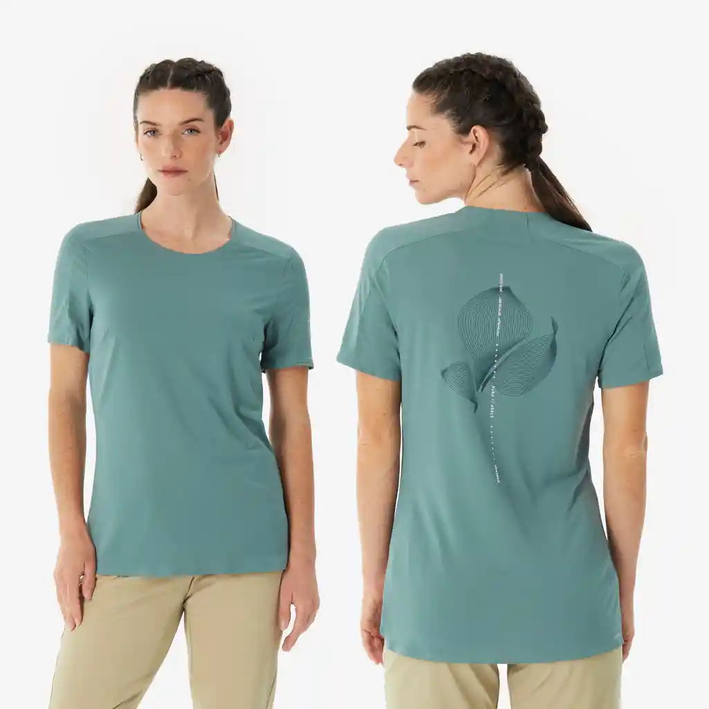 Camiseta Manga Corta de Senderismo Mujer - Mh500 Verde