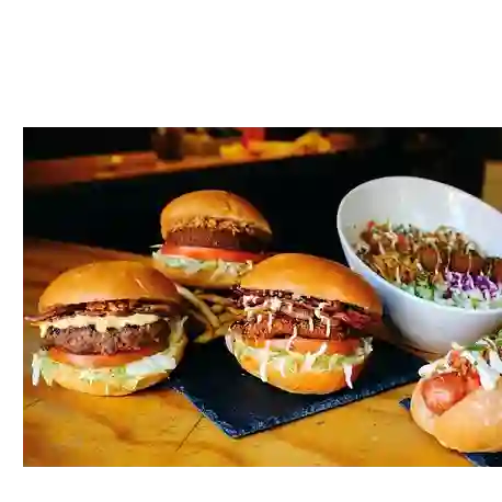 2 Super Hamburguesas Mixtas + Salchipapa