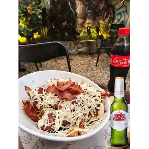 48 St fries+cerveza stella artois 330ml