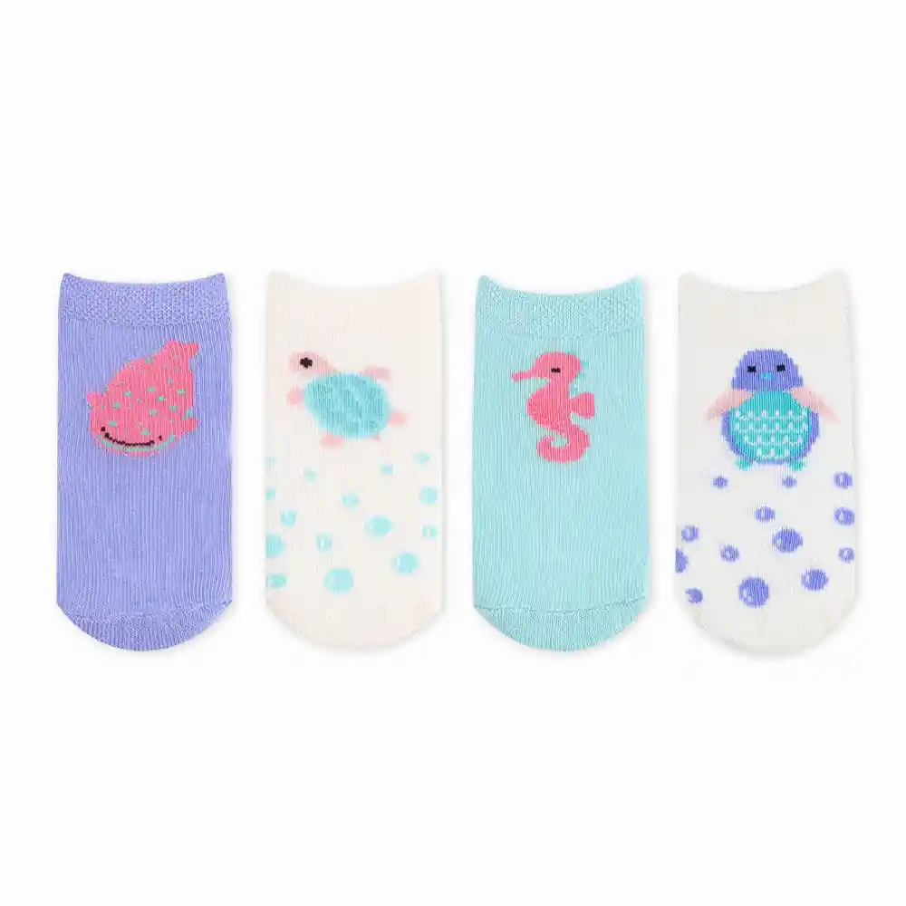 Medias Casuales Largo Tradicional Bebitas Esmeralda X4 Galax Talla 6-12m