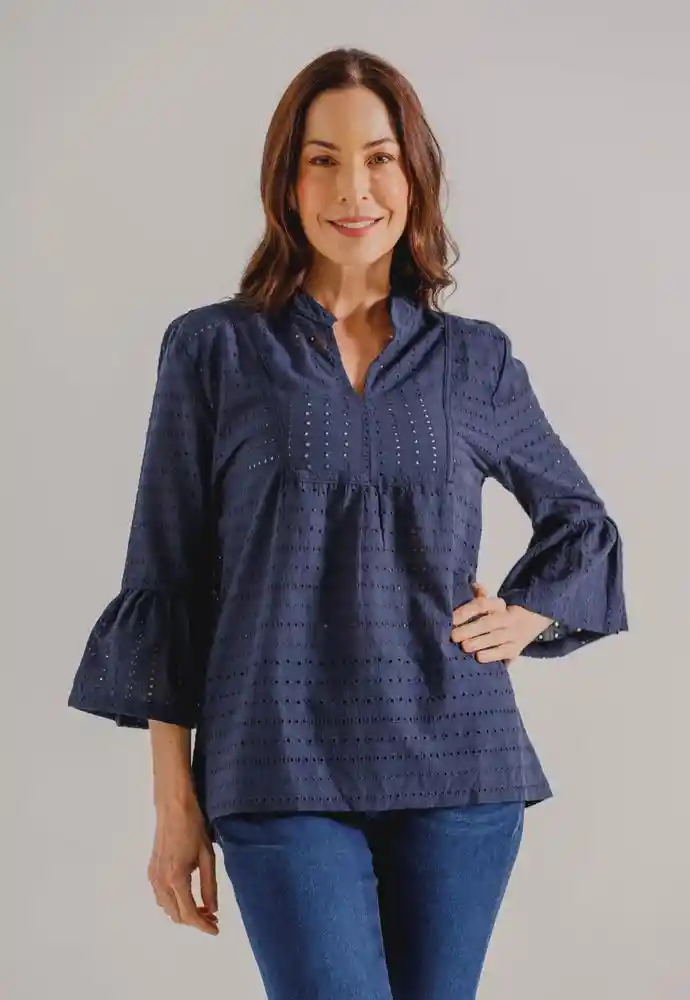 Blusa Manga Tres Cuartos M-azul Oscu