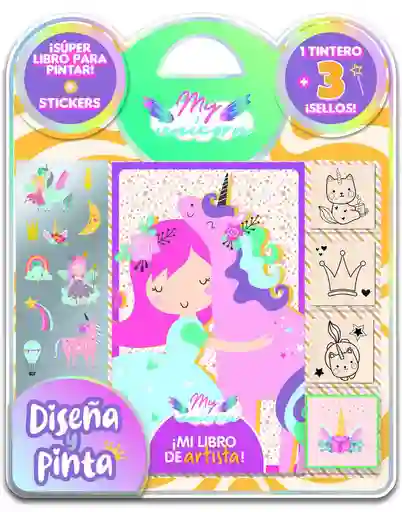 Libro Diseña y Pinta Sellos My Unicorn Disney