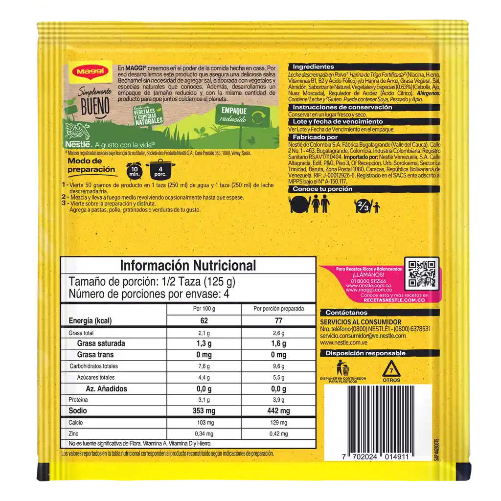Salsa MAGGI para pasta Bechamel x 50g