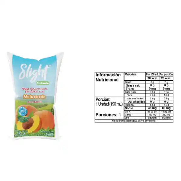 Yogur en Bolsa Slight Surtido 190 mL x 6 U