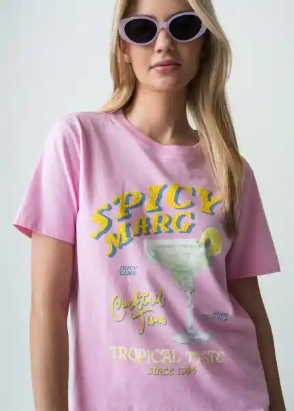 Camiseta Rosa Bonbon Claro Talla S 402G077 Naf Naf