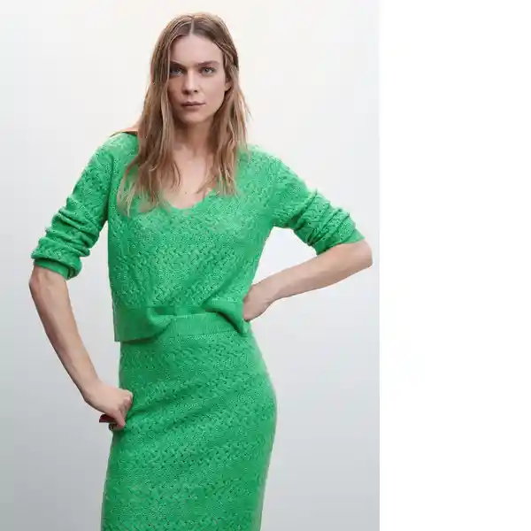 Falda Franklin Verde Talla 28 Mujer Mango