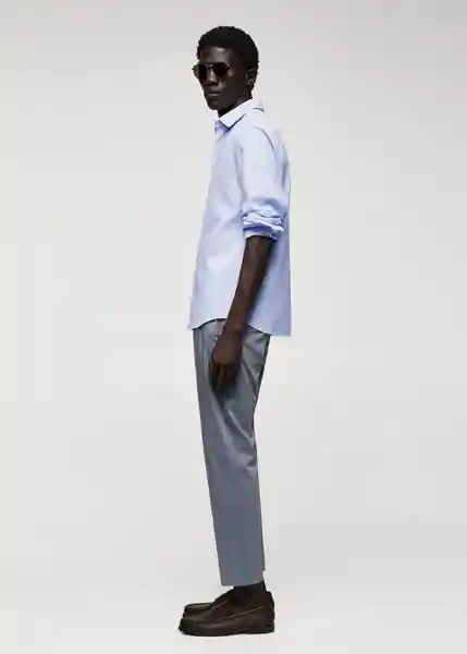 Camisa Marina Celeste Talla S Hombre Mango