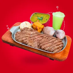 Steak-cadera 330 Gr+limonada+sopa