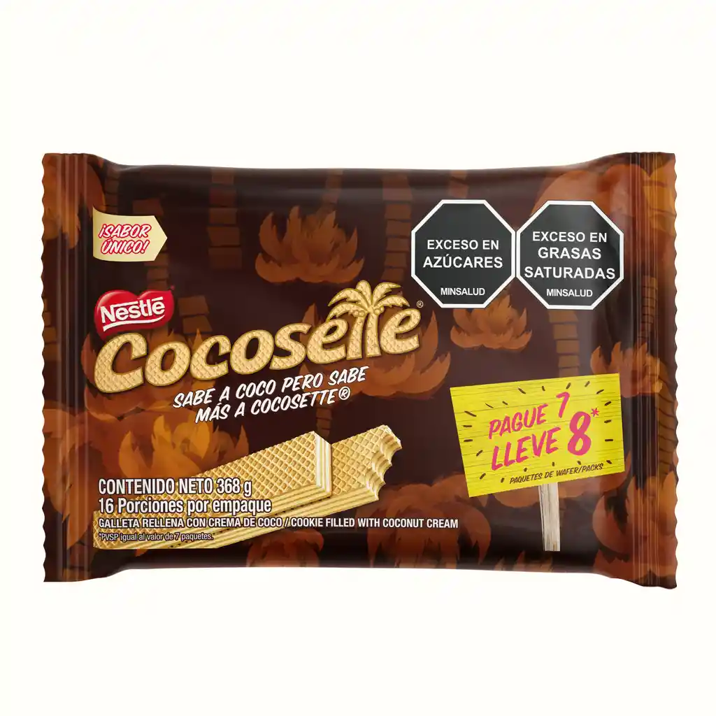 Galletas COCOSETTE Wafer con crema de coco pague 7 lleve 8 x 368g