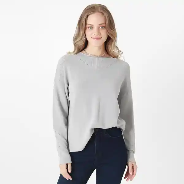 Suéter Cuello Redondo Manga Larga Gris Talla M 705325