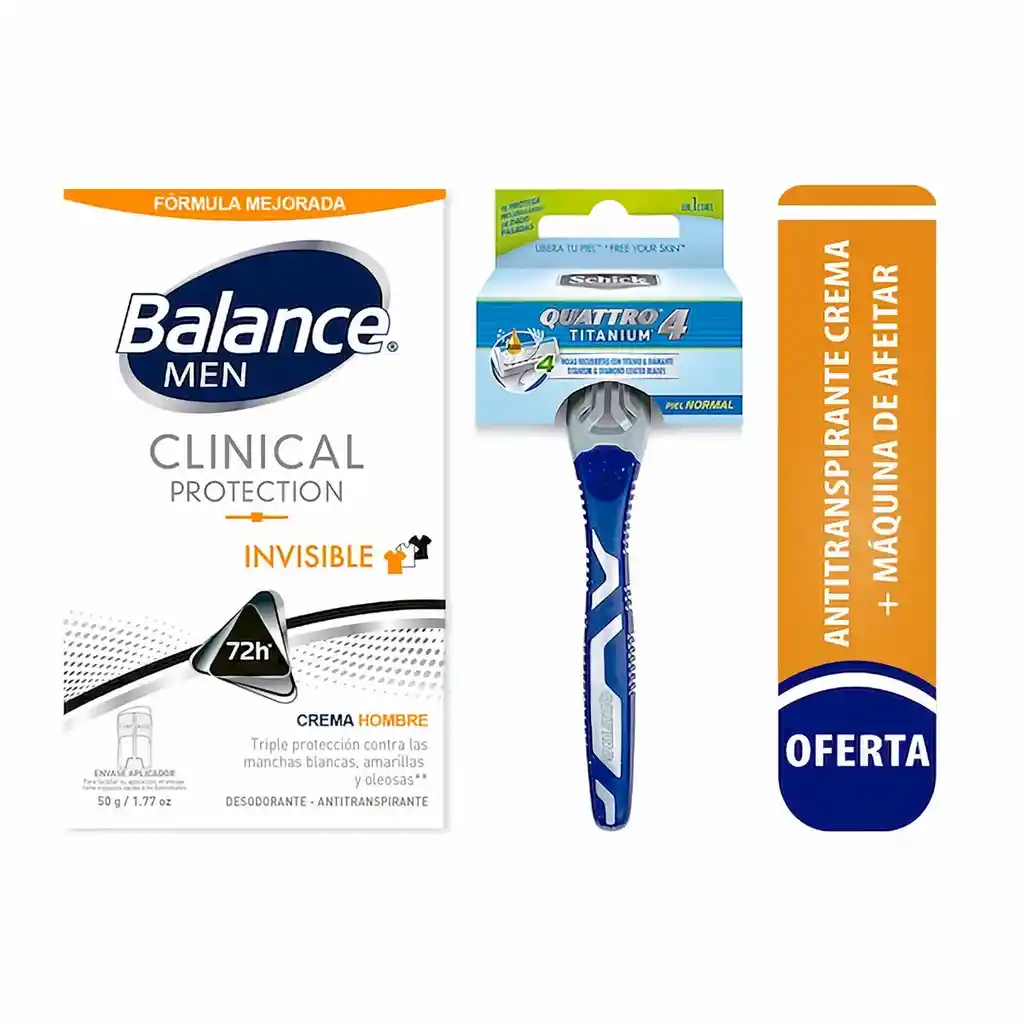 Schick Balance Men Antitranspirante + Maquina De Afeitar