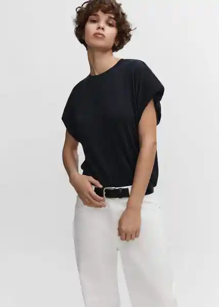 Camiseta Jade Negro Talla L Mujer Mango