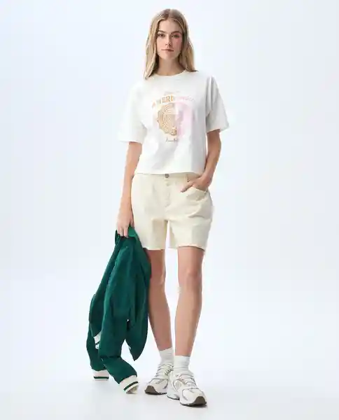 Camiseta Mujer Crudo Talla S 601G001_CRU110606 Americanino