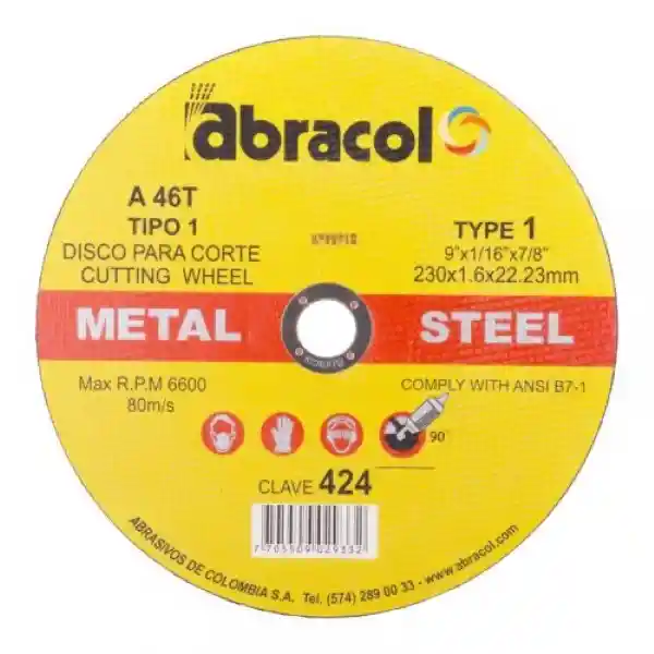Abracol Disco Fino Metal T1 9 x 1/16