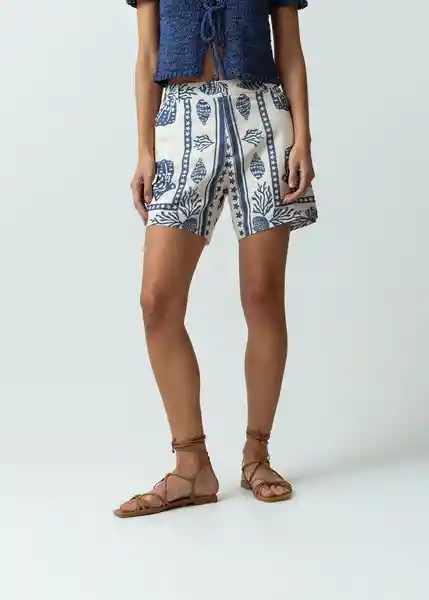 Short Carla Mujer Azul Mezclilla Estampado Talla 8 Naf Naf