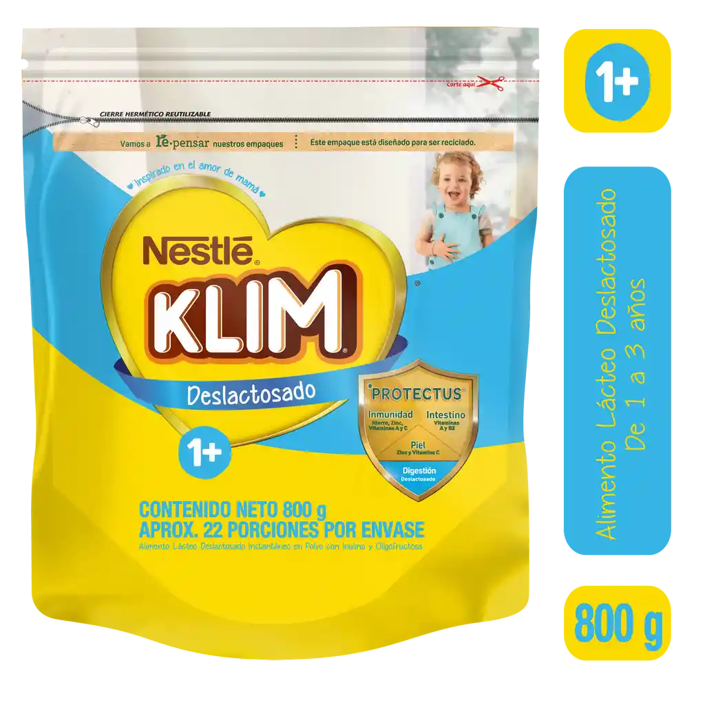 Alimento lácteo KLIM 1+ Deslactosado x 800g