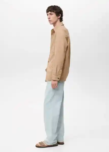 Sobrecamisa Jay Beige Talla M Hombre Mango