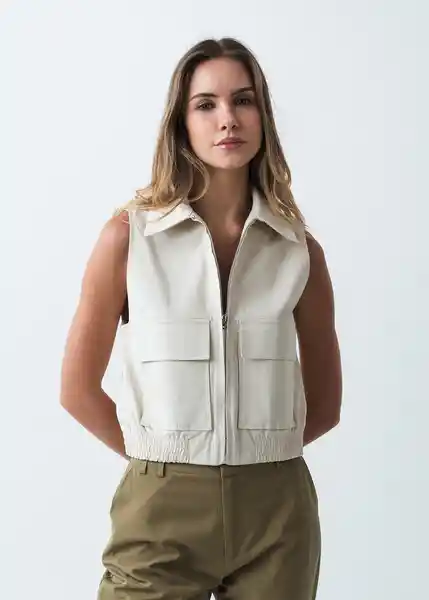 Chaleco Mujer Beige Ostra Claro Talla S - 423G015 Naf Naf