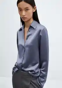 Camisa Ninfa Azul Talla L Mujer Mango