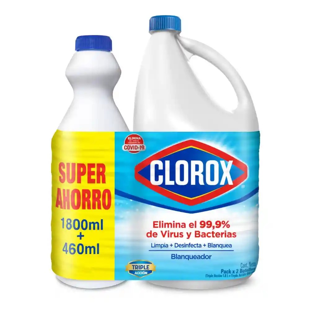 Blanqueador Clorox Original 1.8 lt + Blanqueador Clorox Original 460 ml