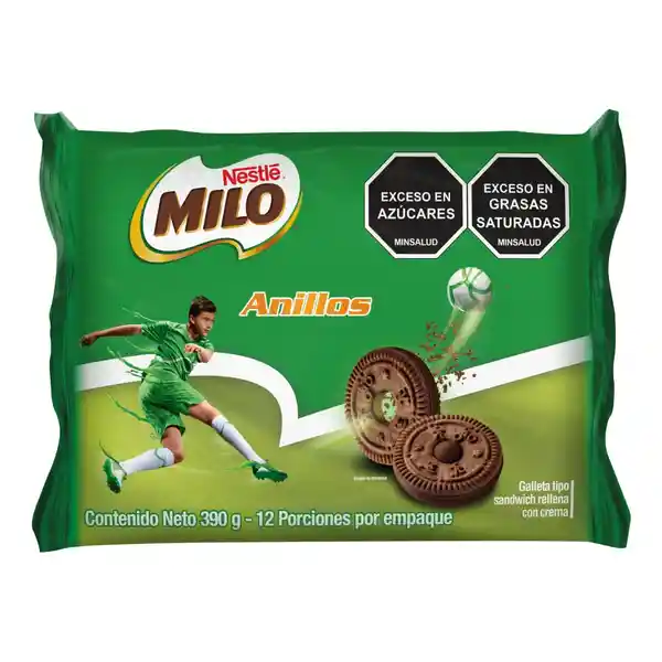 Galletas MILO Anillos rellenas con crema 12 Unds x 390g