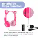 Audífonos Inalambrico Luz Led Orejas de Gato Rosa 23Bf06 Miniso