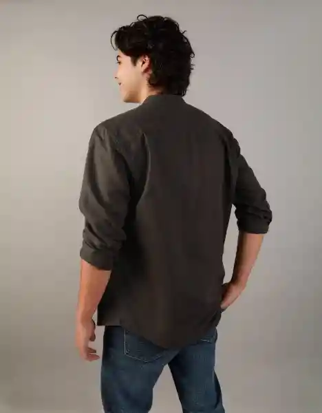 Camisa Mezcla Manga Larga Hombre Gris Talla XXL American Eagle