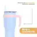 Vaso de Doble Pared Con Pitillo y Asa Azul 1240 mL Miniso