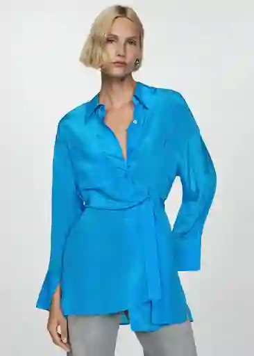 Camisa Ramona Azul Talla S Mujer Mango