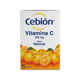 Cebión tabletas Masticables de Vitamina C sabor a Naranja 144 Unidades