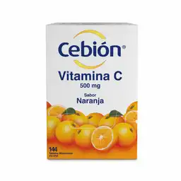 Cebión tabletas Masticables de Vitamina C sabor a Naranja 144 Unidades