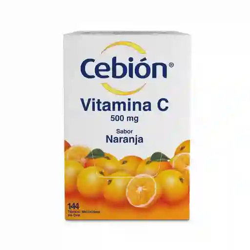 Cebión tabletas Masticables de Vitamina C sabor a Naranja 144 Unidades