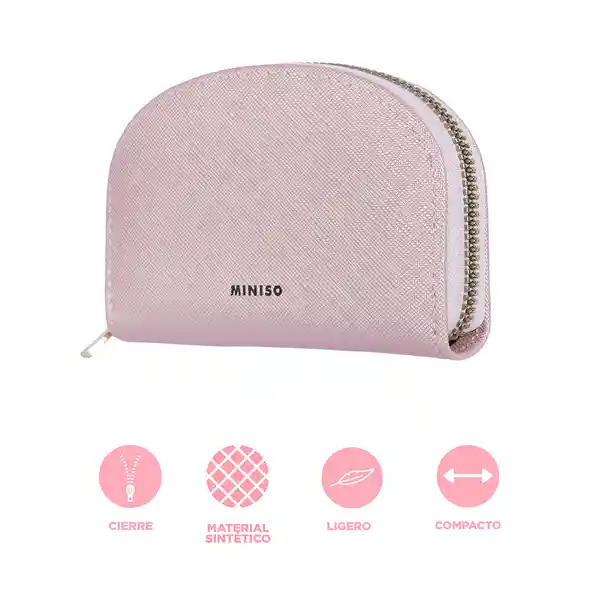 Monedero Semicirculo Liso Rosa Miniso