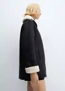 Abrigo Rulo Negro Talla M Mujer Mango