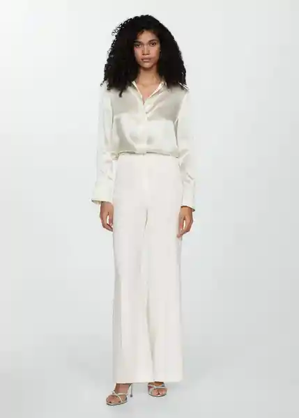 Pantalón Crepe-A Offwhite Talla XS Mujer Mango