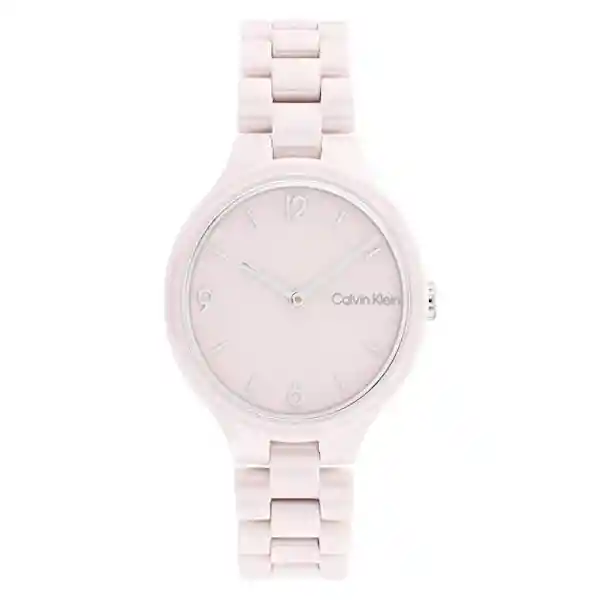 Reloj Linked Ceramic Para Mujer Color Rosa 25200077 Calvin Klein