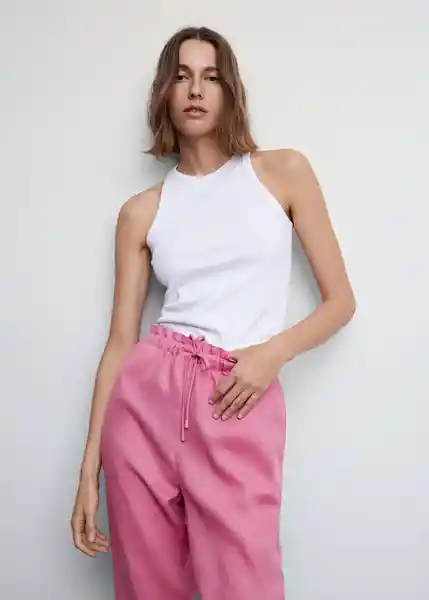 Pantalón Linew Rosa Pastel Talla 26 Mujer Mango