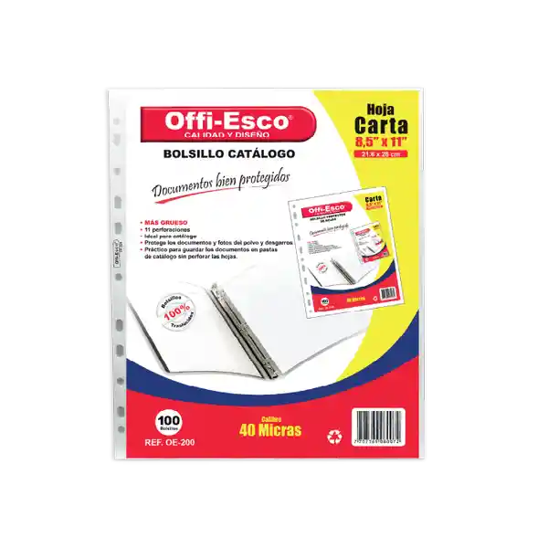 Offi-Esco Bolsillo Catalogo Oficio 40 Micras Paquete 100 OE-202