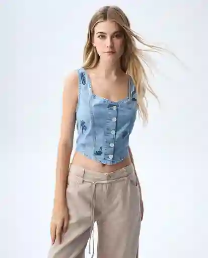 Camisa Mujer Azul Talla S 311G000_AZU174021 Americanino