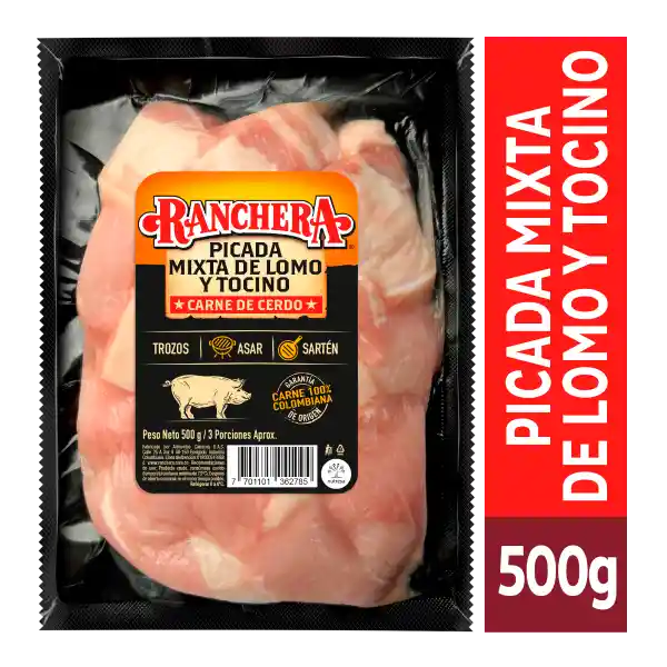 Ranchera Picada Mixta Lomo y Tocino 500 g
