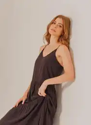 Vestido Manga Sisa Mujer L - Negro