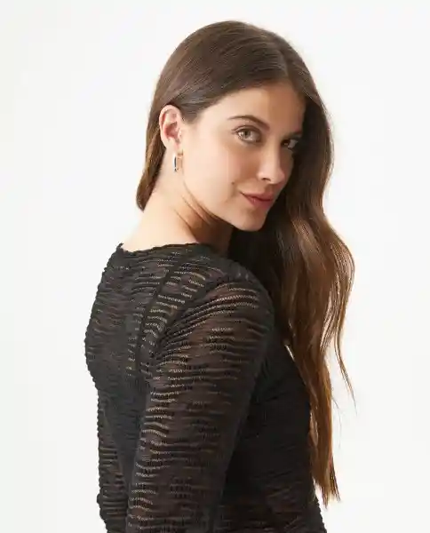 Camiseta Long Top Negro Sombrío Ultraoscuro T. XS Chevignon