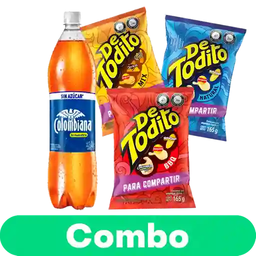 Combo de Todito Sabor Bbq Mix y Natural + Colombiana Cero 1.5L