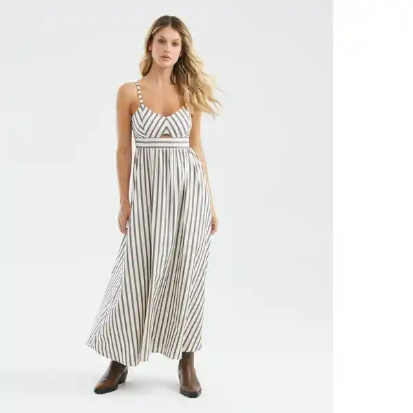 Vestido Longstripes Dress Crudo Coxal Claro Talla S Chevignon