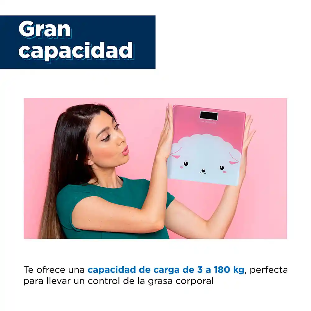 Báscula de Cristal Templado Para Peso Corporal Rosa Oveja Miniso