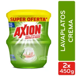 Lavaplatos en Crema Axion Aloe y Vitamina E 450g x 2und